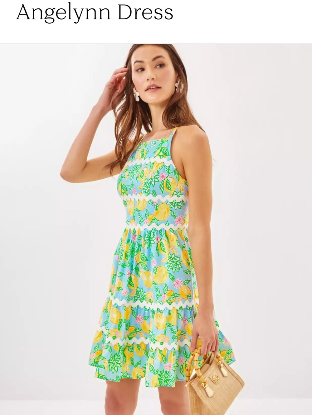 Lilly Pulitzer Angelynn Lemon Floral Halter Dress - Green & Yellow